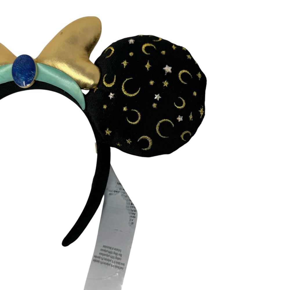 Disney Parks Sorcerer Moon & Stars Minnie Mouse Ears Headband Jewel Gold Bow - Picture 5 of 13